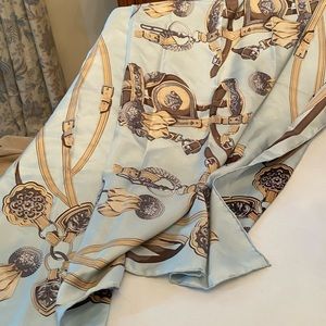 Pale blue with taupes and browns scarf